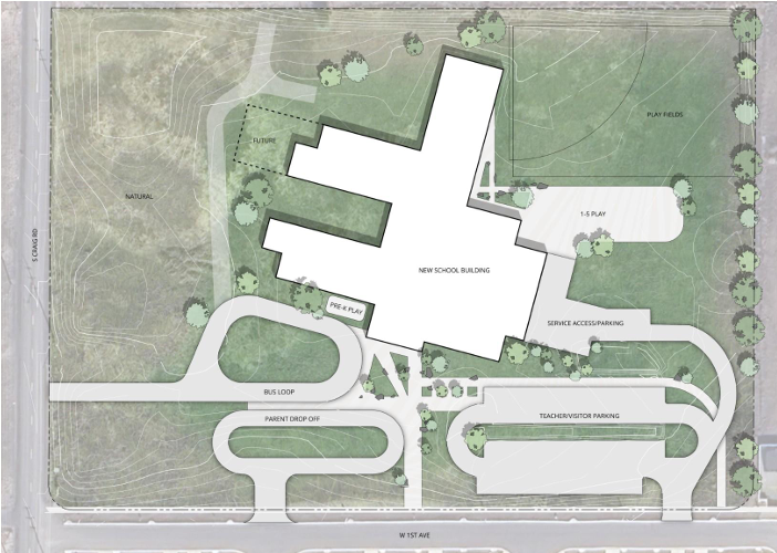 The elementary school design situated on the Craig Road site.